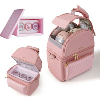 Sunveno Breastmilk Cooler Bag with Detachable Insulation Box Set - Pink