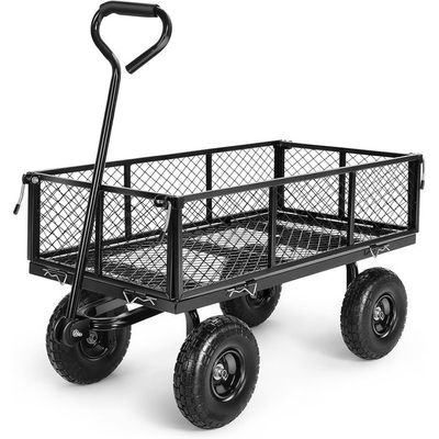 Egardenkart Garden Utility Cart, 360kg Load Capacity, Mesh Basket, Foldable, Steel, Rotatable Handle, Quick Assembly (Black)
