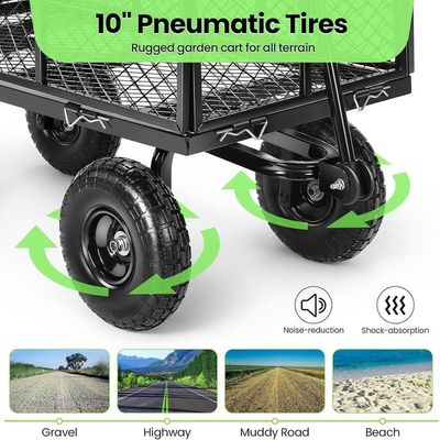 Egardenkart Garden Utility Cart, 360kg Load Capacity, Mesh Basket, Foldable, Steel, Rotatable Handle, Quick Assembly (Black)