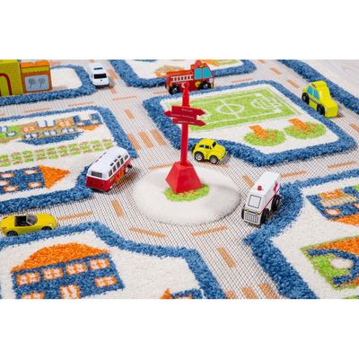 IVI 3D Play Carpet, Traffic Blue Design - Small Size (113cm x 80cm)