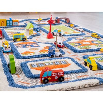 IVI 3D Play Carpet, Traffic Blue Design - Small Size (113cm x 80cm)
