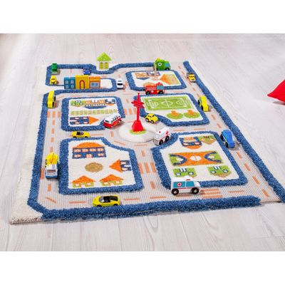IVI 3D Play Carpet, Traffic Blue Design - Small Size (113cm x 80cm)