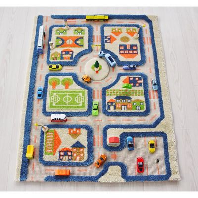 IVI 3D Play Carpet, Traffic Blue Design - Small Size (113cm x 80cm)