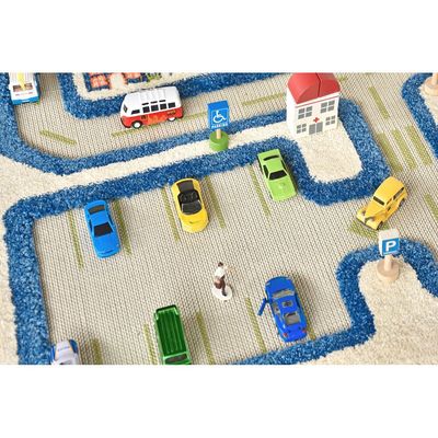 IVI 3D Play Carpet, Traffic Blue Design - Large Size (180cm x 134cm)