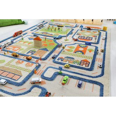 IVI 3D Play Carpet, Traffic Blue Design - Large Size (180cm x 134cm)