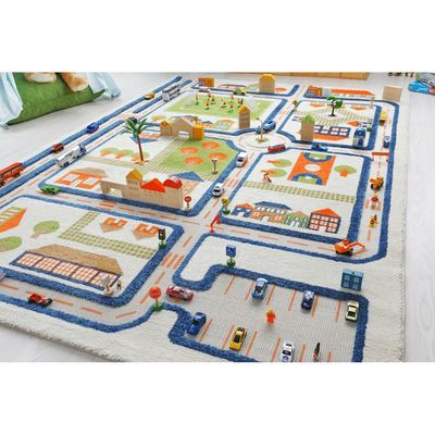 IVI 3D Play Carpet, Traffic Blue Design - XLarge Size (230cm x 160cm)