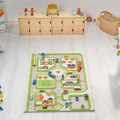 IVI 3D Play Carpet, Traffic Green Design - Small Size (113cm x 80cm)