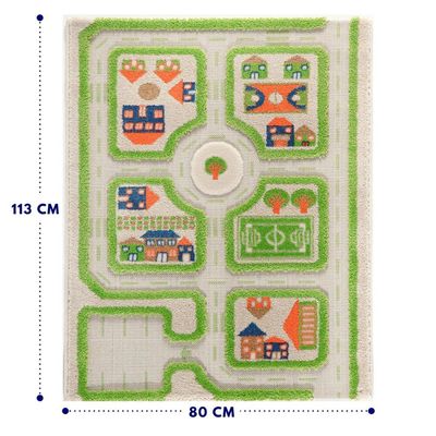 IVI 3D Play Carpet, Traffic Green Design - Small Size (113cm x 80cm)