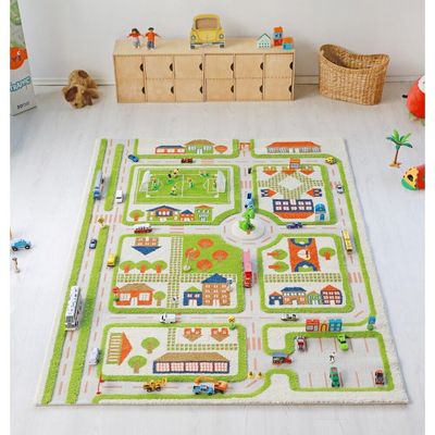 IVI 3D Play Carpet, Traffic Green Design - Large Size (180cm x 134cm)