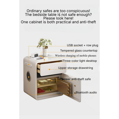 Multifunctional Smart Bedside Table with Integrated Safe.