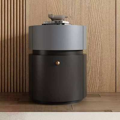 Minimalist Round Shape Nightstand, Bedside Table Storage Black and Gray