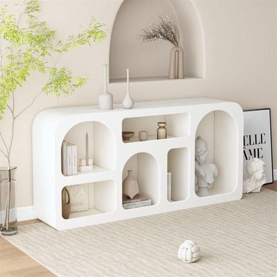 Freestanding Bookcase Rack, Modern Decoration Sideboard Bookshelf - White