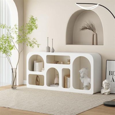 Freestanding Bookcase Rack, Modern Decoration Sideboard Bookshelf - White