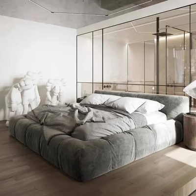 Cozy Soft Modern Bed Frame with Low Headboard - Queen Size 150×200