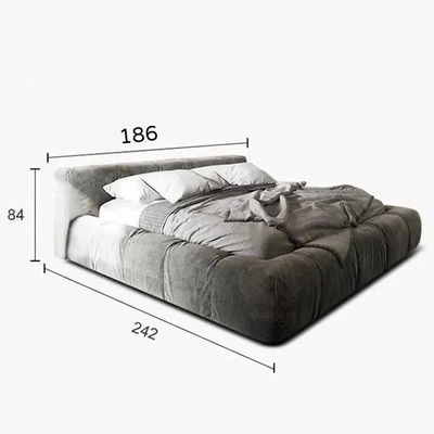 Cozy Soft Modern Bed Frame with Low Headboard - Queen Size 150×200