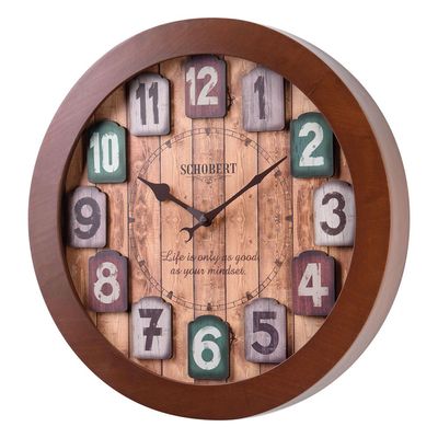 Wooden Big Wall Clock  6311  Italian Design 50cm  Silent Silky Movement  3D Numerals 
