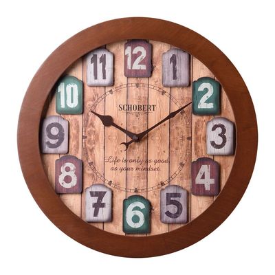 Wooden Big Wall Clock  6311  Italian Design 50cm  Silent Silky Movement  3D Numerals 