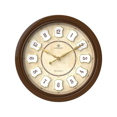 Analog Wooden Big Wall Clock 4015 Italian Design 40cm Silent Silky Move 