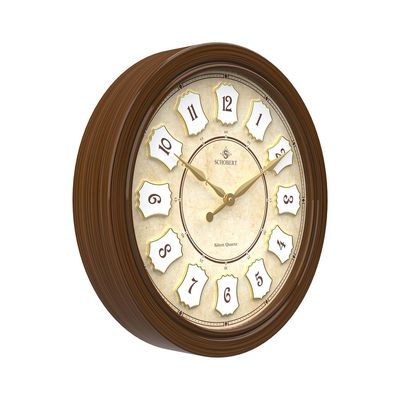 Analog Wooden Big Wall Clock 4015 Italian Design 40cm Silent Silky Move 