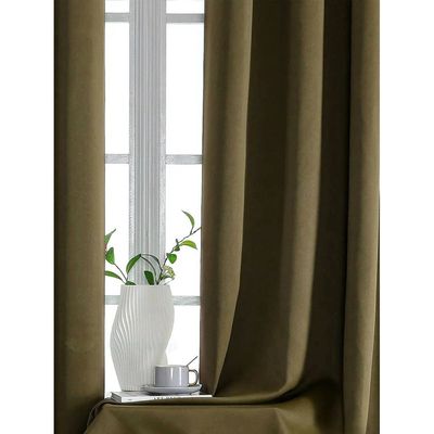 Premium Quality Blackout Curtains 2-Piece Large Size (140x270cm) for Bedroom | Living Room, Color Light Brown