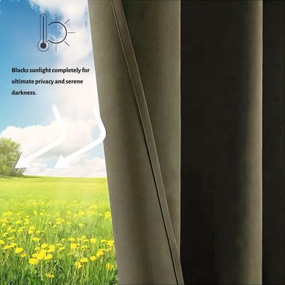 Premium Quality Blackout Curtains 2-Piece Large Size (140x270cm) for Bedroom | Living Room, Color Light Brown