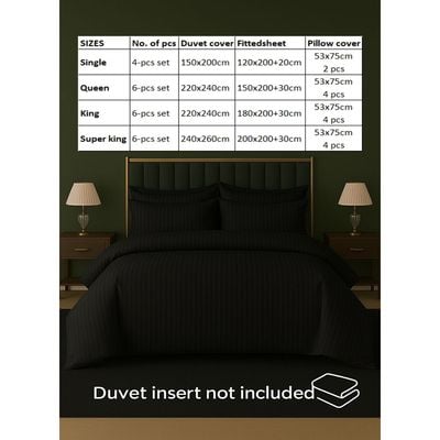 6-Piece Duvet Cover Set –King Size, Includes 1 Duvet Cover(220x240cm), 1 Fitted Sheet(180x200+30cm) 4 Pillowcases(53x75cm)