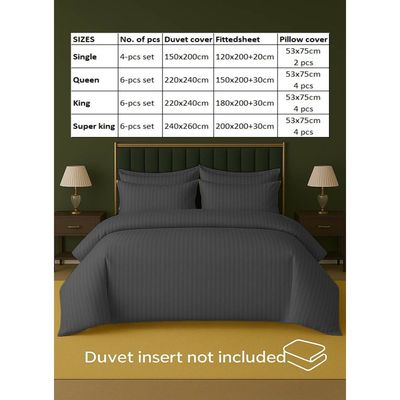 6-Piece Duvet Cover Set –King Size, Includes 1 Duvet Cover(220x240cm), 1 Fitted Sheet(180x200+30cm) 4 Pillowcases(53x75cm)
