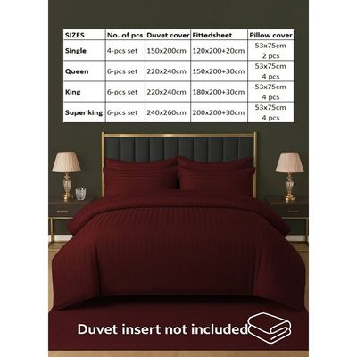 6-Piece Duvet Cover Set –Super King Size, Includes 1 Duvet Cover(240x260cm), 1 Fitted Sheet(200x200+30cm) 4 Pillowcases(53x75cm)