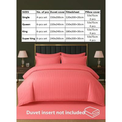 6-Piece Duvet Cover Set –King Size, Includes 1 Duvet Cover(220x240cm), 1 Fitted Sheet(180x200+30cm) 4 Pillowcases(53x75cm)