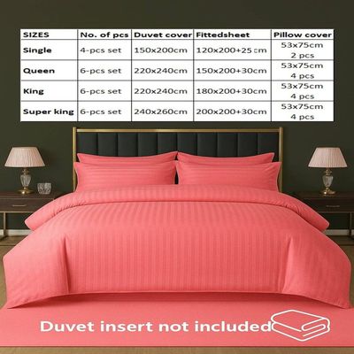 6-Piece Duvet Cover Set –Super King Size, Includes 1 Duvet Cover(240x260cm), 1 Fitted Sheet(200x200+30cm) 4 Pillowcases(53x75cm)