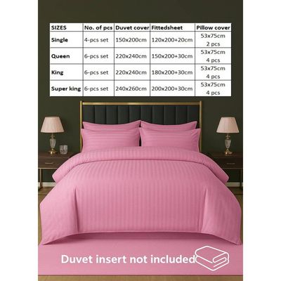 6-Piece Duvet Cover Set –King Size, Includes 1 Duvet Cover(220x240cm), 1 Fitted Sheet(180x200+30cm) 4 Pillowcases(53x75cm)