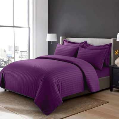 6-Piece Duvet Cover Set –Queen Size, Includes 1 Duvet Cover(220x240cm), 1 Fitted Sheet(150x200+30cm) 4 Pillowcases(53x75cm)