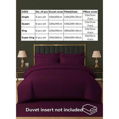 6-Piece Duvet Cover Set –Super King Size, Includes 1 Duvet Cover(240x260cm), 1 Fitted Sheet(200x200+30cm) 4 Pillowcases(53x75cm)