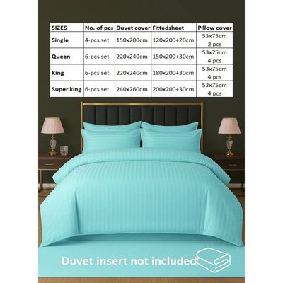 6-Piece Duvet Cover Set –Super King Size, Includes 1 Duvet Cover(240x260cm), 1 Fitted Sheet(200x200+30cm) 4 Pillowcases(53x75cm)