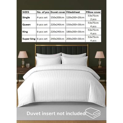 6-Piece Duvet Cover Set –Queen Size, Includes 1 Duvet Cover(220x240cm), 1 Fitted Sheet(150x200+30cm) 4 Pillowcases(53x75cm)