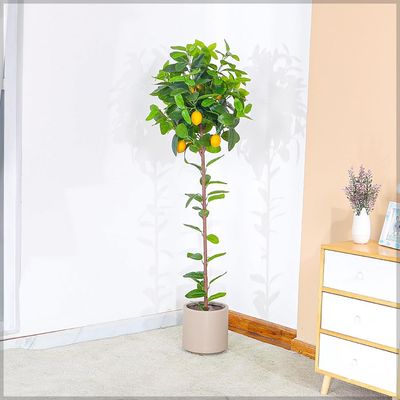 Yatai Artificial Lemon Plant, Faux Potted Citrus Tree with Realistic Fruit, Flexible Stem for Easy Arrangement, Maintenance-Free, Waterproof & Odorless Fake Plants for Home Office Event Decor (150cm)
