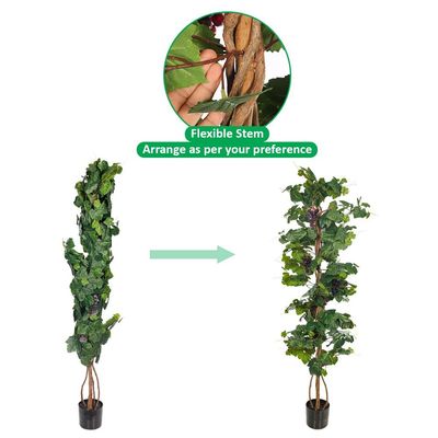 Yatai Artificial Grapevine Plant, 170cm Realistic Potted Grape Plant with Faux Grapes & Green leaves, Maintenance-Free & Long-Lasting Fake Plants, Indoor/Outdoor Faux Plants for Home Office Decor