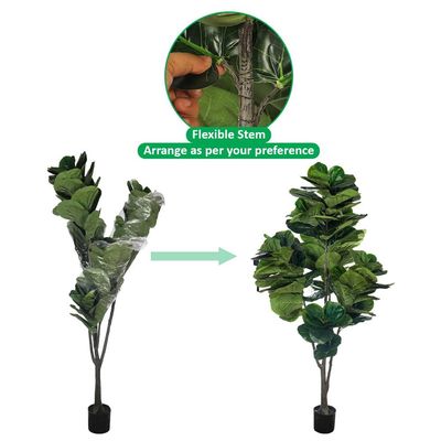 Yatai Artificial Fiddle Leaf Fig Tree, Realistic Fake Plants with Green Leaves & Pot, Long-Lasting, Waterproof & Maintenance-Free Faux Plants for Home, Office, Event Decor & Commercial Spaces (230cm)