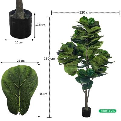 Yatai Artificial Fiddle Leaf Fig Tree, Realistic Fake Plants with Green Leaves & Pot, Long-Lasting, Waterproof & Maintenance-Free Faux Plants for Home, Office, Event Decor & Commercial Spaces (230cm)