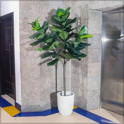 Yatai Artificial Fiddle Leaf Fig Tree, Realistic Fake Plants with Green Leaves & Pot, Long-Lasting, Waterproof & Maintenance-Free Faux Plants for Home, Office, Event Decor & Commercial Spaces (210cm)
