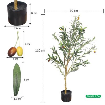 Yatai Artificial Olive Tree, Realistic Potted Faux Plants with Green Leaves & Faux Olives, Odorless, Maintenance-Free & Long-Lasting Flexible Branches Fake Plants for Home Office Event Decor (120cm)
