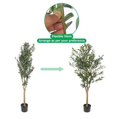 Yatai Artificial Olive Tree, Realistic Potted Faux Plants with Green Leaves & Faux Olives, Odorless, Maintenance-Free & Long-Lasting Flexible Branches Fake Plants for Home Office Event Decor (120cm)
