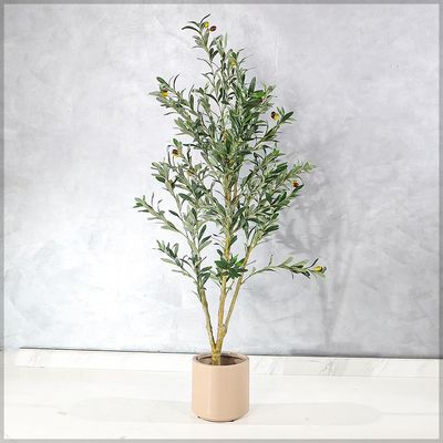 Yatai Artificial Olive Tree, Realistic Potted Faux Plants with Green Leaves & Faux Olives, Odorless, Maintenance-Free & Long-Lasting Flexible Branches Fake Plants for Home Office Event Decor (150cm)