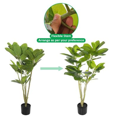 Yatai Artificial Ficus Altissima Plant, Rubber Plant with Realistic Green Leaves, Faux Plant with Adjustable Stem & Pot, Maintenance-Free & Long-Lasting Fake Plant for Home Office Event Decor (120cm)