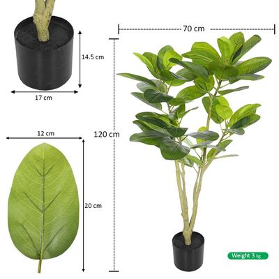 Yatai Artificial Ficus Altissima Plant, Rubber Plant with Realistic Green Leaves, Faux Plant with Adjustable Stem & Pot, Maintenance-Free & Long-Lasting Fake Plant for Home Office Event Decor (120cm)