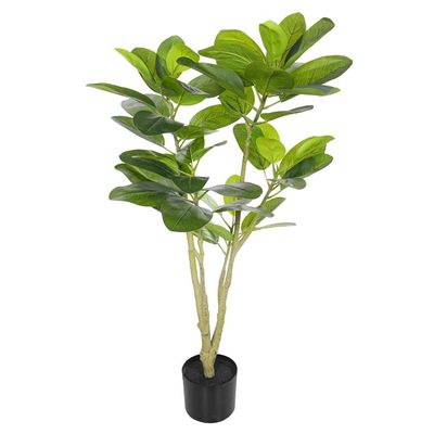 Yatai Artificial Ficus Altissima Plant, Rubber Plant with Realistic Green Leaves, Faux Plant with Adjustable Stem & Pot, Maintenance-Free & Long-Lasting Fake Plant for Home Office Event Decor (120cm)