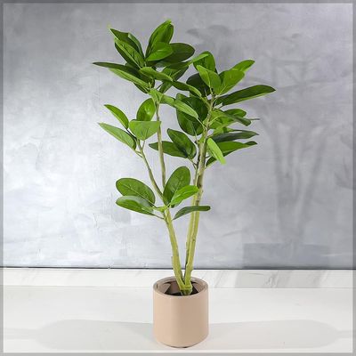 Yatai Artificial Ficus Altissima Plant, Rubber Plant with Realistic Green Leaves, Faux Plant with Adjustable Stem & Pot, Maintenance-Free & Long-Lasting Fake Plant for Home Office Event Decor (120cm)
