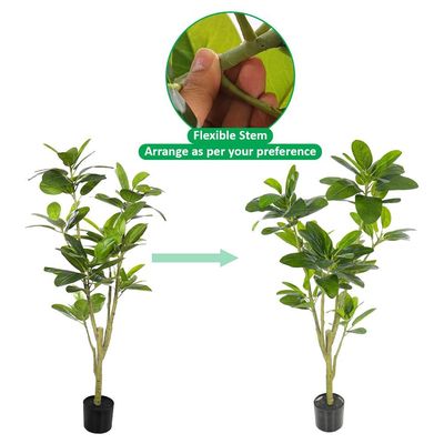 Yatai Artificial Ficus Altissima Plant, Rubber Plant with Realistic Green Leaves, Faux Plant with Adjustable Stem & Pot, Maintenance-Free & Long-Lasting Fake Plant for Home Office Event Decor (150cm)