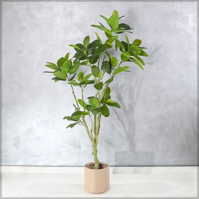 Yatai Artificial Ficus Altissima Plant, Rubber Plant with Realistic Green Leaves, Faux Plant with Adjustable Stem & Pot, Maintenance-Free & Long-Lasting Fake Plant for Home Office Event Decor (180cm)
