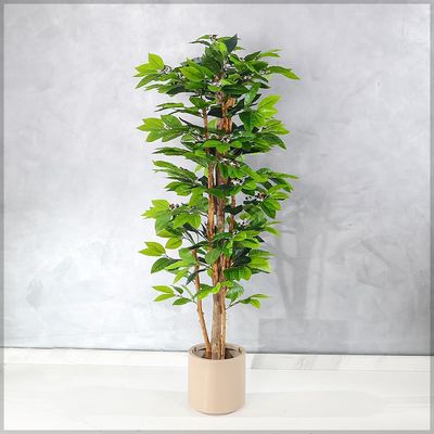 Yatai Artificial Coffee Plant, 180cm Schefflera Tree Nearly Natural Faux Plants with Flexible Stem & Pot, Maintenance-Free & Waterproof Green Leaves Fake Plants for Home, Office & Commercial Spaces